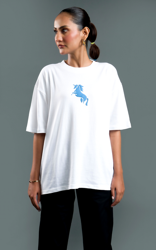 WHITE UNICORN T-SHIRT