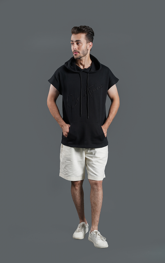 EMBROIDERY SLEVELESS HOODIE